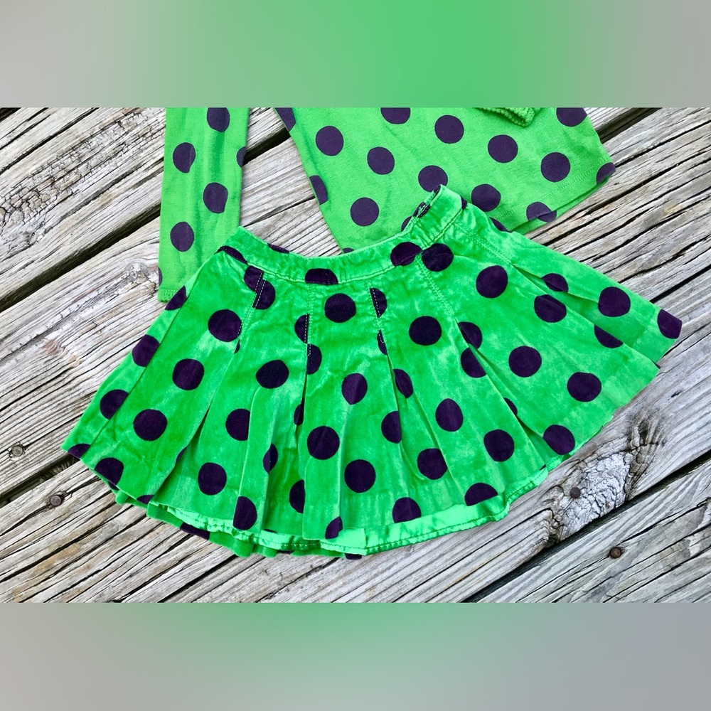 3T Girls GAP Green Polka Dot Set Skirt Knit Top Shirt Holiday Fun Outfit 3 Years - Picture 6 of 13